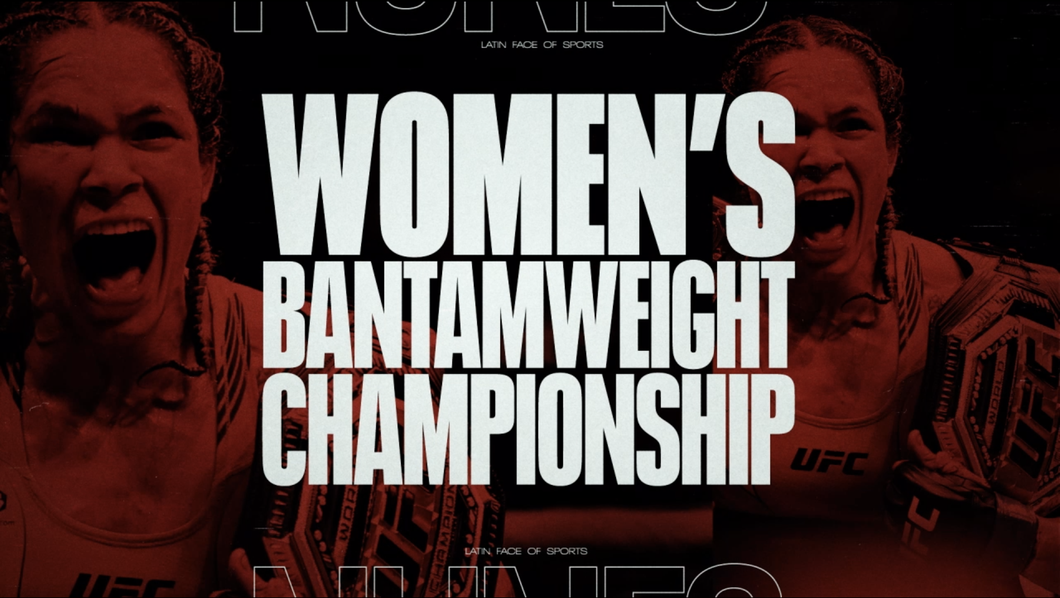 A promotional image for the Women's Bantamweight Championship. The text reads "Women's Bantamweight Championship" in bold letters. Two figures, presumably fighters, are visible behind the text, one on each side. Both appear intense and focused.